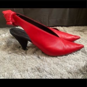 Celine Phoebe Philo Era Red knot slingback pumps